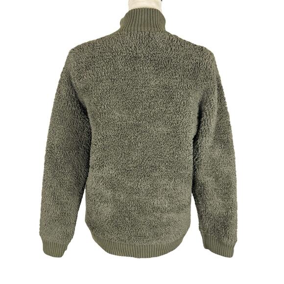 Barefoot Dreams CozyChic Shearling Half-Zip Olive Pullover Sweater Size Medium - Picture 4 of 7